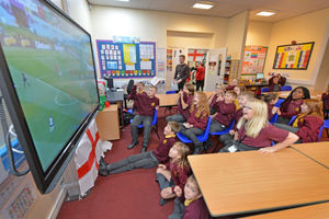 The game was shown on big screens in each classroom at Chancel Primary School