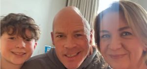 Gareth with wife Alison and son Jack in hospital last week