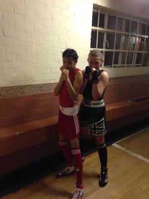 Schools champion Simran Kaur (left) and club-mate Kara Murray will spar with the England junior squad.