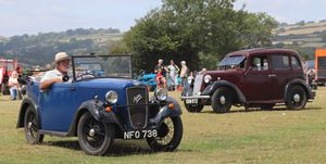 David Laviers with his Austin Seven tourer followed by H J E Griffiths' 1937 Austin big seven saloon. Image by E A Bates