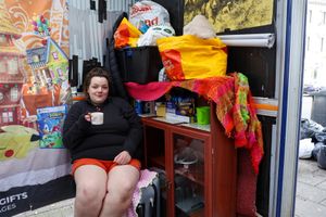 Destiny Mitchell, 26, is homeless and has turned a bus stop into a temporary home on the Bristol Road, Selly Oak, Birmingham