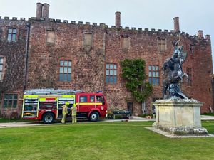 Fire engine outside the castle