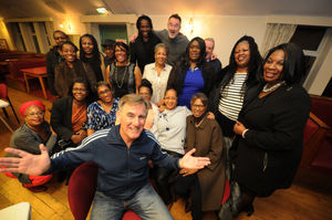 Enjoying a reunion, former West Park School pupils, including (front) event organiser Mike Edwards, of Wellington, at Heritage Centre, Wolverhampton.