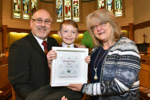 Barbara and Martyn Dunn presented eight-year-old Jacob with the Charlotte Dunn award in 2016, with the award handed out every year