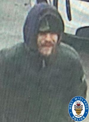 The image of a man wanted over the theft of a charity box at a shop in Birmingham