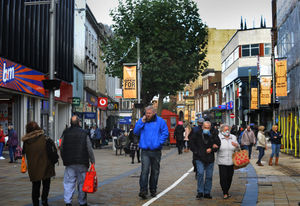 Busy with shoppers at Dudley Street, Wolverhampton