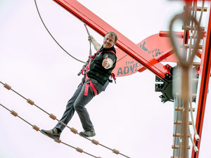 Supporting image for story: Great Scott, that’s high - one of Bear Grylls’ key safety team tests Europe’s highest high ropes course