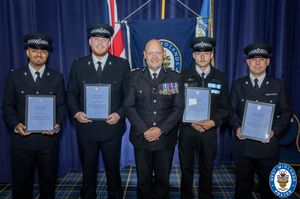PC Rattu, PC Price, PC Fisher and PC Kirk received their awards from Chief Constable Craig Guildford. Photo: West Midlands Police