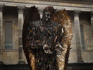Supporting image for story: Shropshire's Knife Angel in Derby as it continues UK tour
