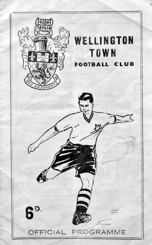 The programme for Bert Trautmann's 1964 debut for Wellington Town against Dudley