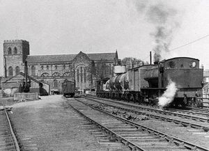 CREDIT RUSSELL MULFORD
nostalgia pic. Shrewsbury.
The Abbey station, Shrewsbury, during the last week of operation by the War Department in March 1960.
Shrewsbury Abbey station. Railway stations. It was on the Shropshire and Montgomeryshire Railway line.
From Russell Mulford's collection.
For Steam feature. Steam train. Steam railways. Steam