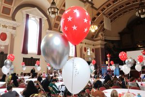 Celebrations were held at the Town Hall. 