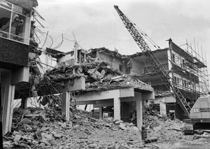 Parkfield School at Wolverhampton being demolished in August 1978