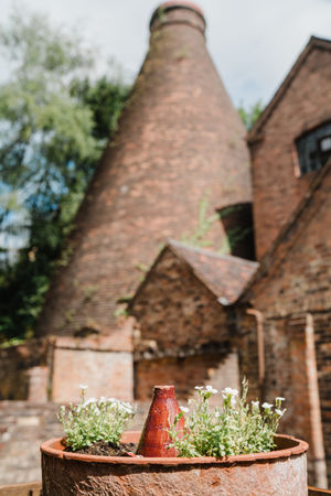 A kiln looks over the Secret Garden at Coalport China Museum