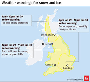 Three separate weather warnings have been issued