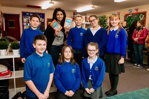 Konnie Huq opens the new library at Pontesbury CE Primary School