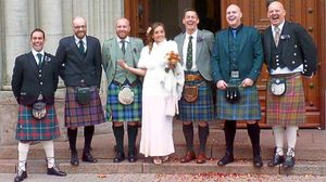 Dorota and James Abbott, to her right, at their more traditional ceremony in Poland