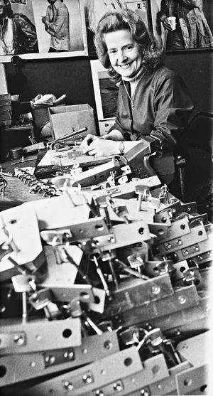 'The growth in organised crime can mean more business if you happen to be a firm which produces world-famous security equipment... "Crime is an ever-increasing industry," says Chubb's works director, Mr Charles Barton. "The statistics get more and more frightening as more crime is committed." The increase in crime and terrorism is good news to Chubb's because more people think about investing in their products.' The picture shows lock assembly worker Doris Hoseason, in July 1979. 