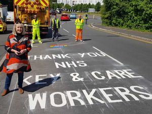 Supporting image for story: Thank you messages printed on Dudley roads for key workers