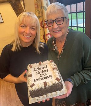 Cathy Dobbs with Sientje Sherry as they celebrate the 10th anniversary of the Lichfield Writers