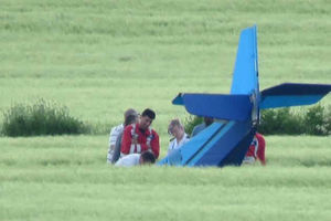 The light aircraft in which two people died. Photo: Michelle Marshall.