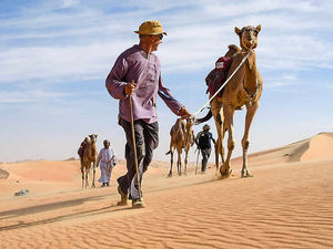 Supporting image for story: Euphoria as Shropshire man's 49-day desert trek reaches end