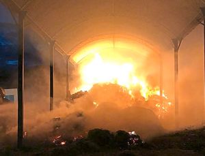 A barn fire in Rushton, near Wellington Photo: Shropshire Fire and Rescue Service. 