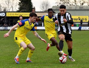 Kaiman Anderson (right) scored to earn Stafford Rangers a draw against Bury