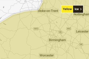 A yellow warning for ice is in place in the West Midlands until 10am