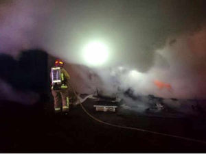 Supporting image for story: Fire crews say caravan blaze in Telford may have been arson
