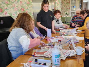 Supporting image for story: Foley Grange residents get creative with festive Christmas card making workshop