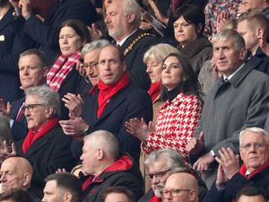 The Prince and Princess of Wales in the stands at a Wales v England game in 2023