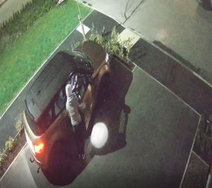 CCTV shows the thief making off with the car