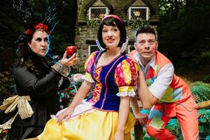Snow White Panto photocall at Wonderland in Telford for Dudley's Mary Stevens Hospice. In Picture: Lindsey Grant as Snow White, Will Phipps as the Director and Jess Brooks as the Witch.