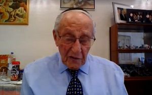 Manfred Goldberg gave a moving speech about his experiences during the war and how he survived