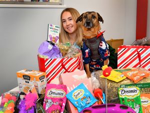 Student vet Marni Perrins from Southwater Veterinary Group, Telford, pictured with her dog Buddy. Marni has launched a Santa Paws appeal to support three Telford animal shelters. Photo: Tim Thursfield