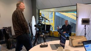 Tim and Bully during filming