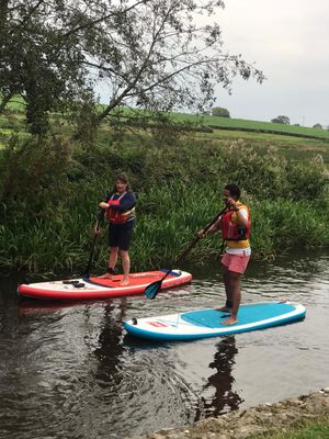 Sean paddleboarding on the Montgomery Canal