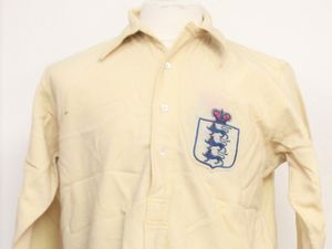 Supporting image for story: Century-old England football shirt saved from jumble sale set for auction