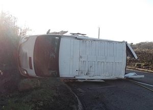 The van ended up on its side