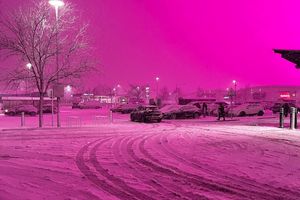 The pink sky could be seen over Birmingham for miles