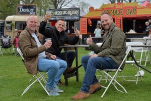 Todd Carpenter, Simon Richards and Ben Parkin enjoy a pint