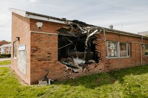 Severe damage to a wall at Ludlow Youth Centre after it was hit by a lorry in the early hours of Monday. Photo: Jamie Ricketts
