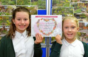 Rhianna Neville and Ava Johnson from Market Drayton Junior School which came second in the Best School category