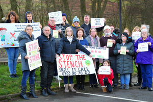 Residents protest about the dreadful smell coming from the landfill site along Walsall Road.