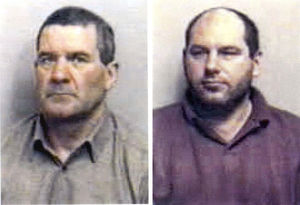Essex Police handout photos of Michael Steele (left), 62, of Great Bentley, Essex, and Jack Whomes, 44, of Brockford, Suffolk, who were jailed for the 1995 killing of three men in what became known as the 'Essex Boys murder'