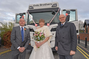 Georgina Clarke with Neyland Dale, left, and Robin Dale from Telford-based Dale Brothers UK