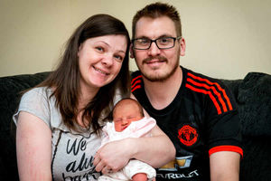 Delighted new parents Lisa Pooler and Chris Stokes with baby Evie-Sue Mary Stokes