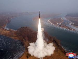 The launch of a hypersonic ballistic missile.