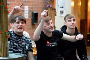 Fans at The Old Bush, Albrighton